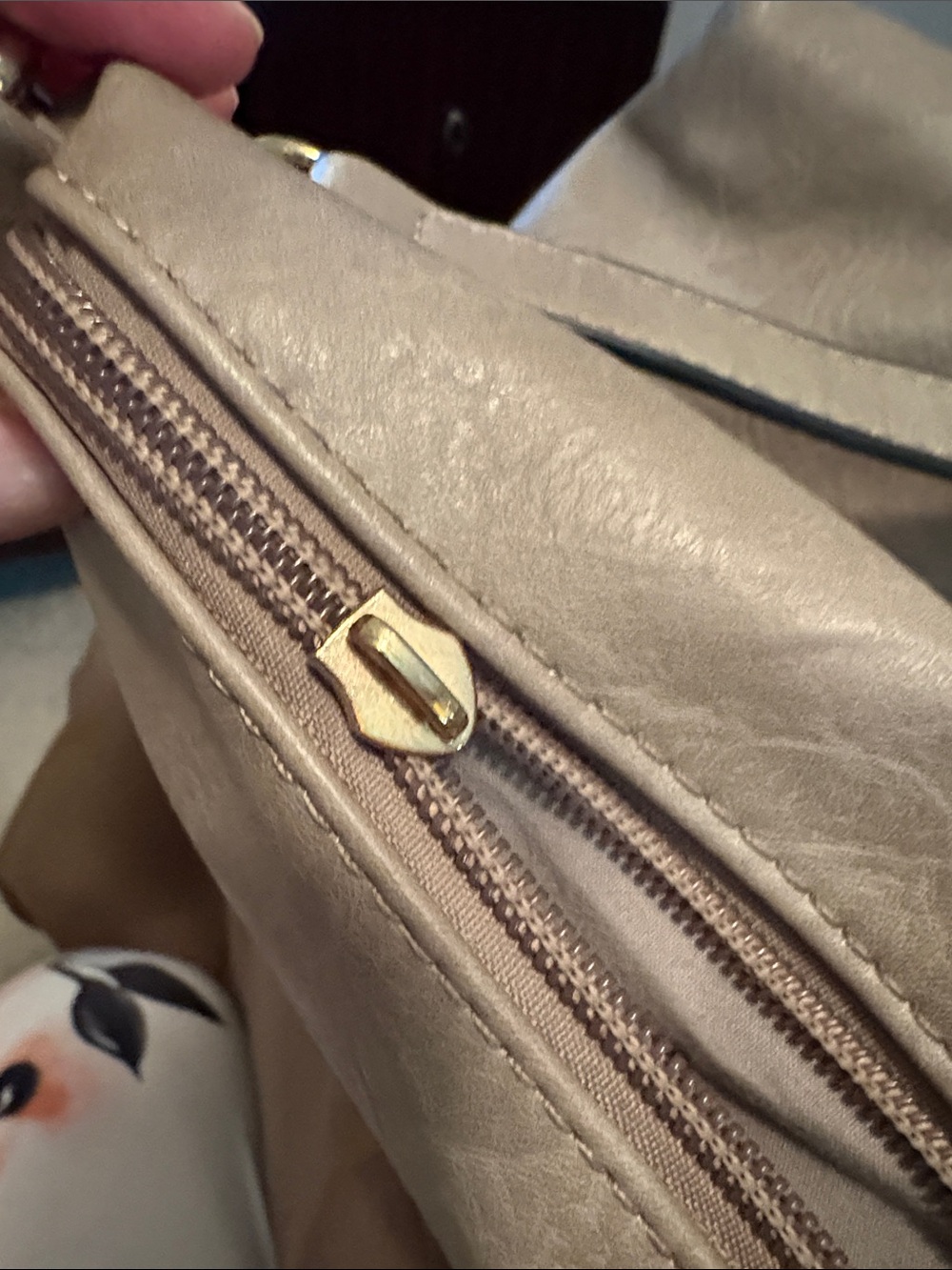 Quilted Tote Bag in Taupe - Women's Shoulder/crossbody Bag with Sm inside bag - Picture 10 of 10